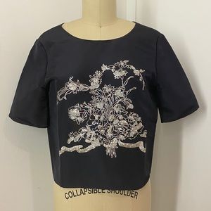 Oscar De La Renta Embroidered Silk Blouse - size 2